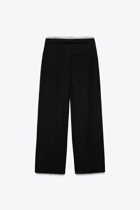 Wide-leg trousers with waistband.