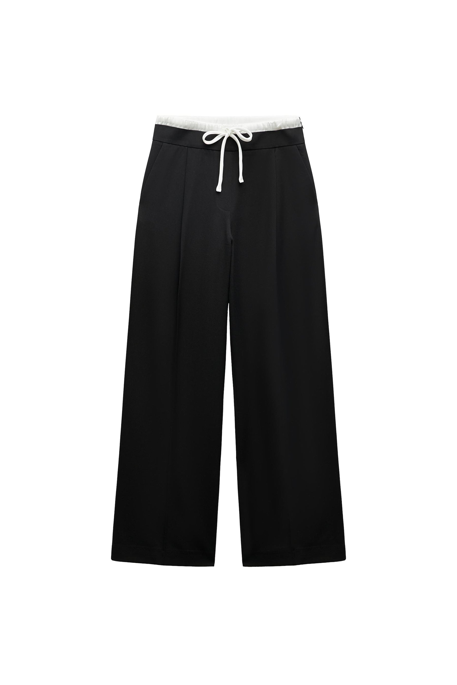 Wide-leg trousers with waistband.