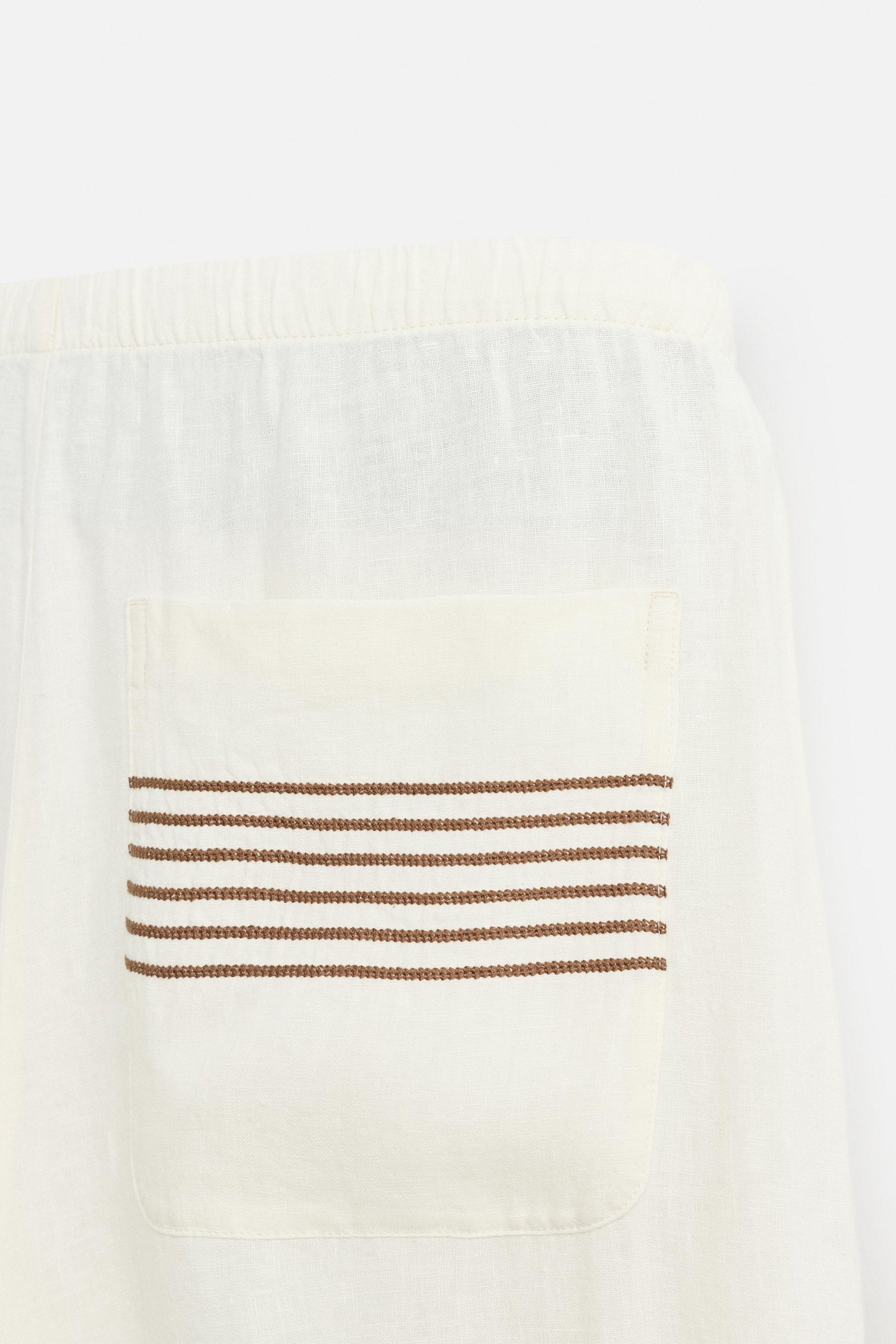 100% LINEN EMBROIDERED TROUSERS - Image 9