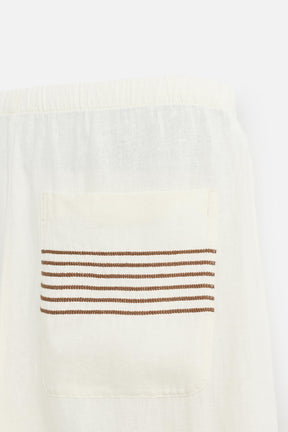 100% LINEN EMBROIDERED TROUSERS - Image 9