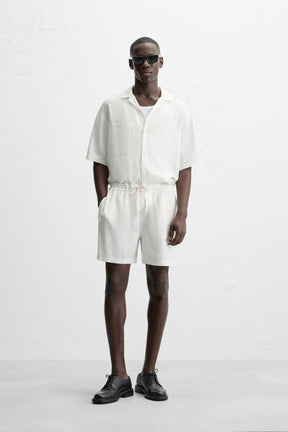 100% LINEN BERMUDA SHORTS - Image 1