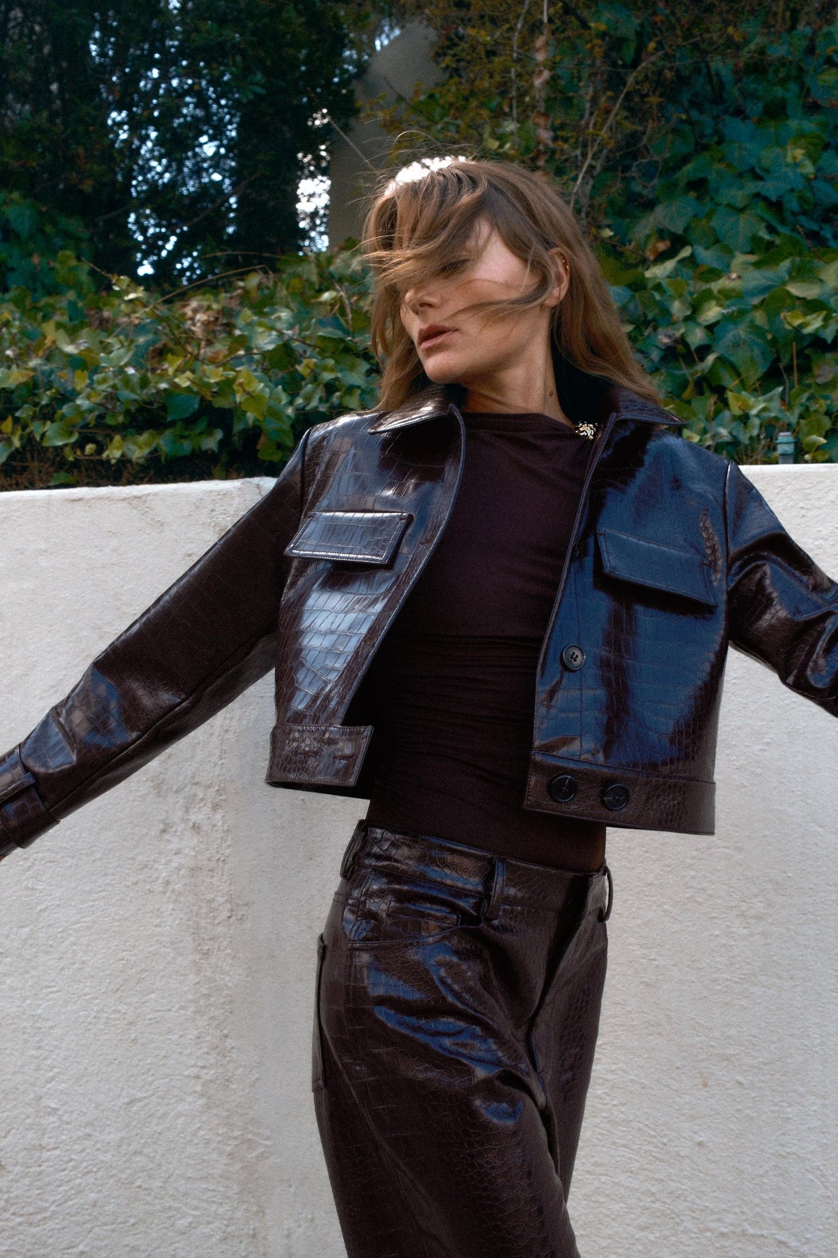 Animal Embossed Leather Jacket