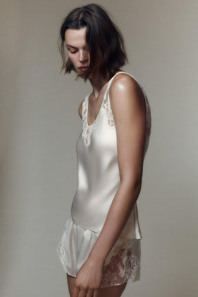 Camisole-Top aus Satin mit Spitzenbesatz
