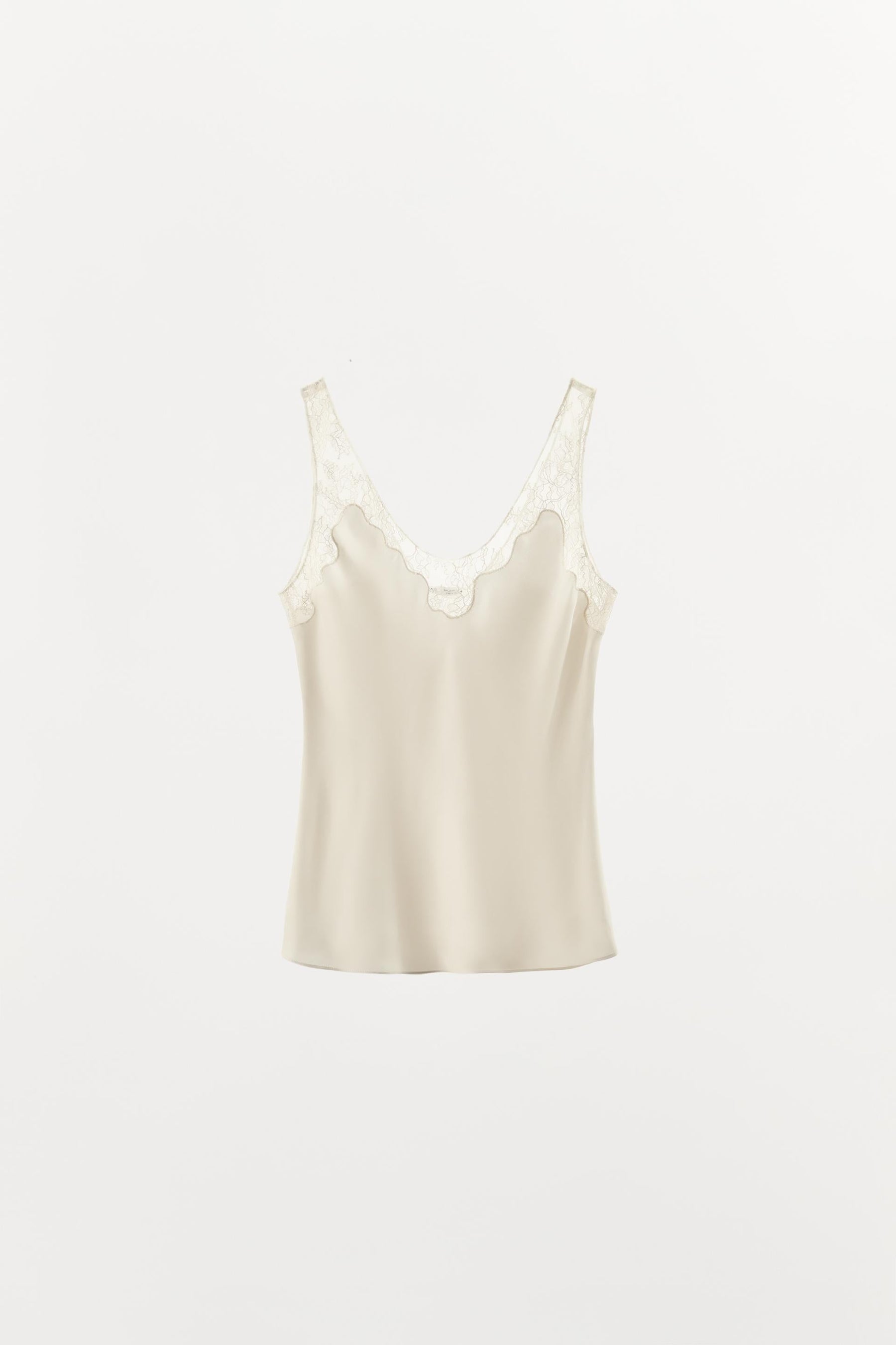 Camisole-Top aus Satin mit Spitzenbesatz