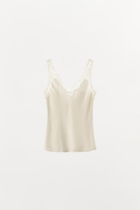 Camisole-Top aus Satin mit Spitzenbesatz
