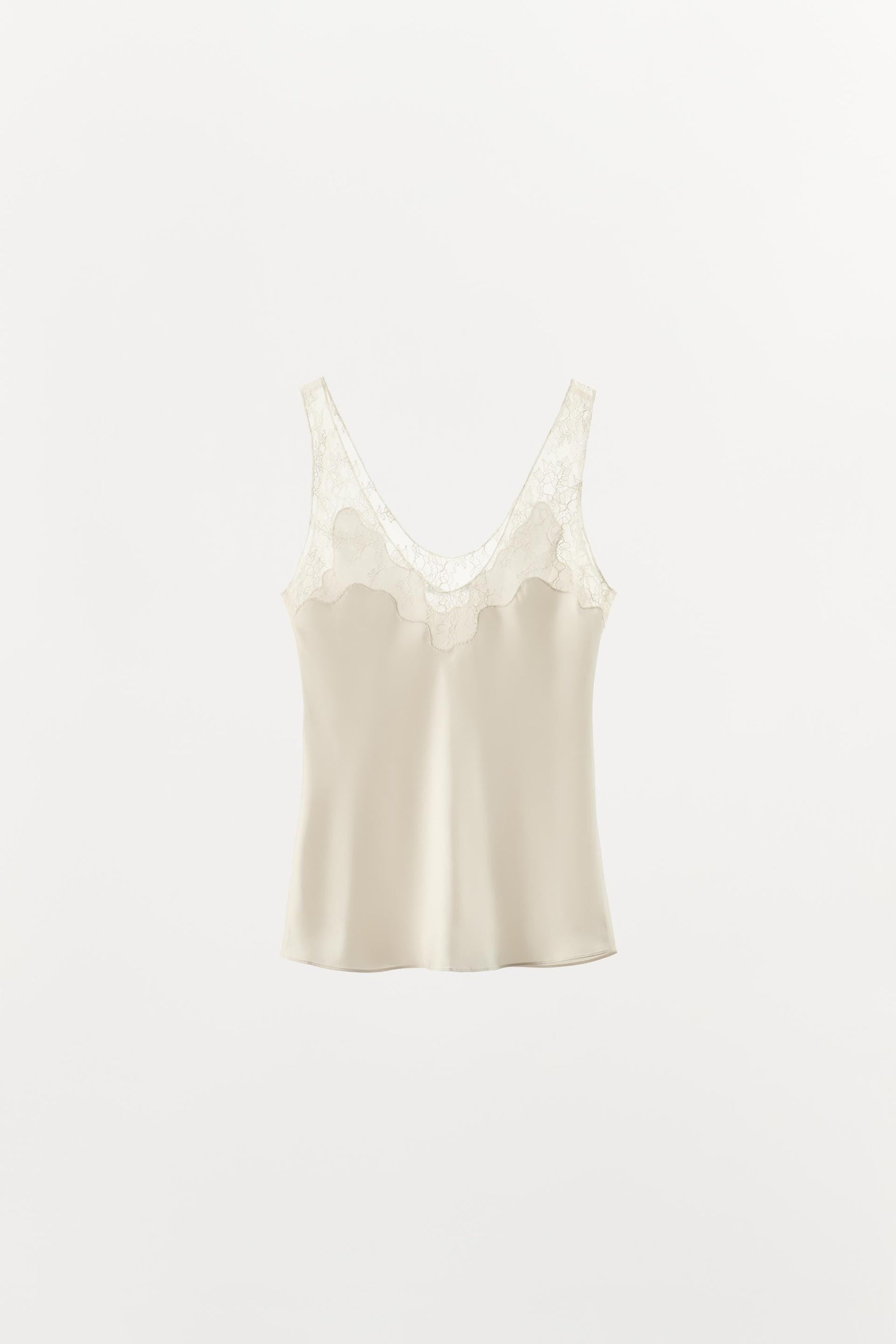 Camisole-Top aus Satin mit Spitzenbesatz