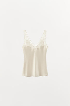 Camisole-Top aus Satin mit Spitzenbesatz