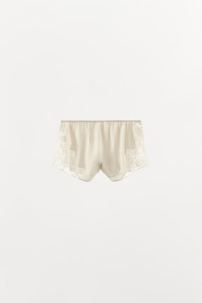 SATIN LACE TRIM SHORTS