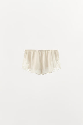 SATIN LACE TRIM SHORTS