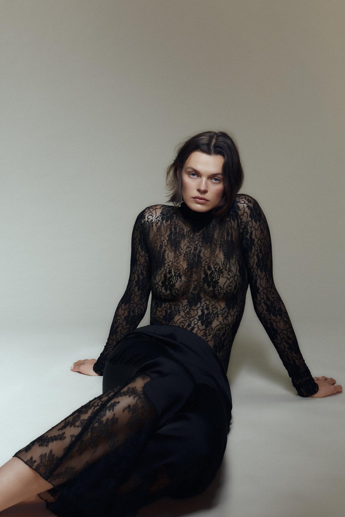 SATIN LACE TROUSERS