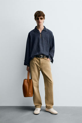 DENIM COTTON-LINEN SHIRT - Image 1