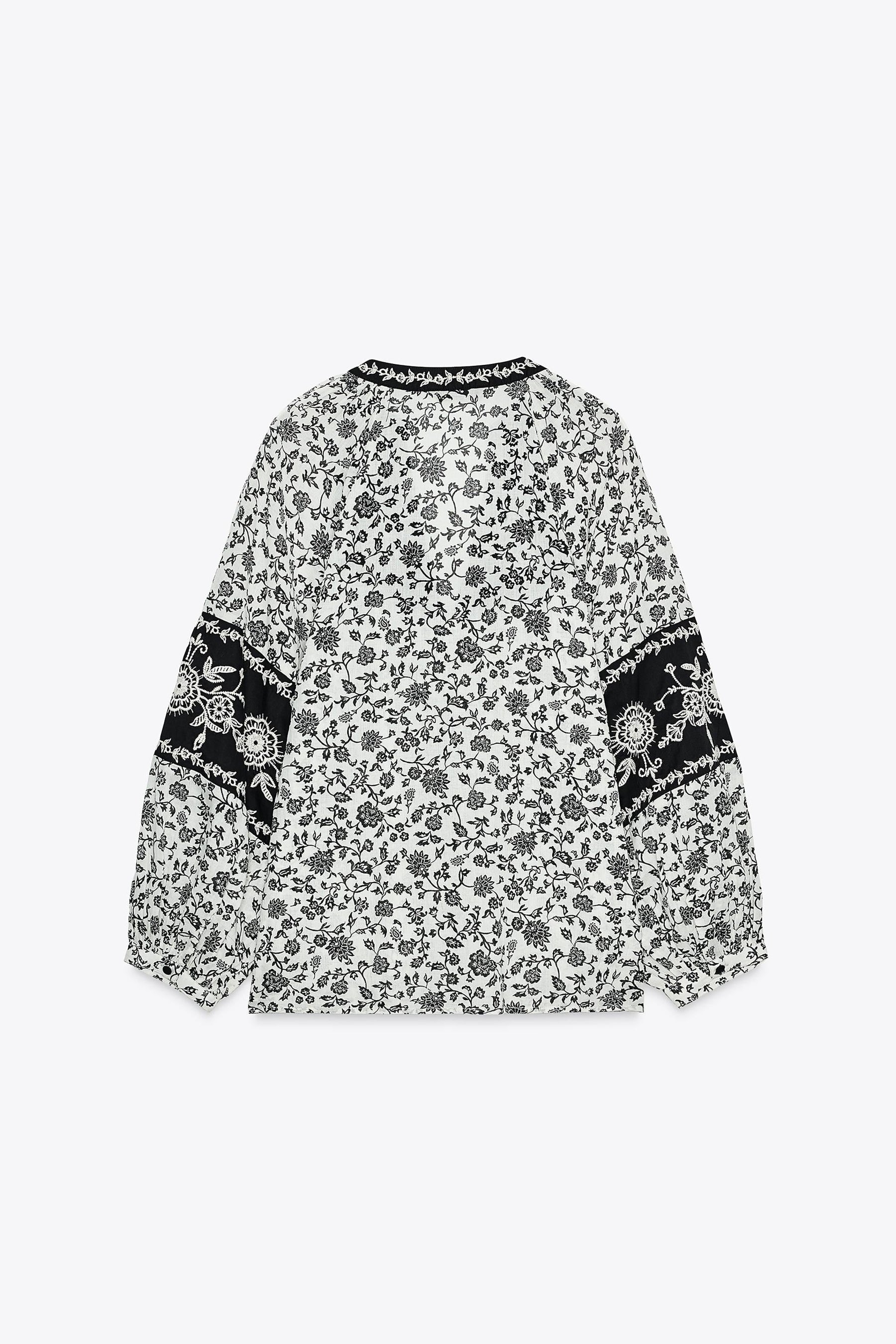 Floral Embroidered Beaded Blouse