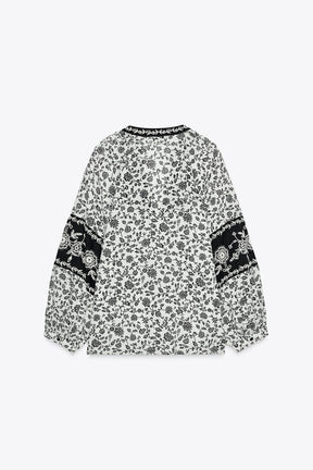 Floral Embroidered Beaded Blouse