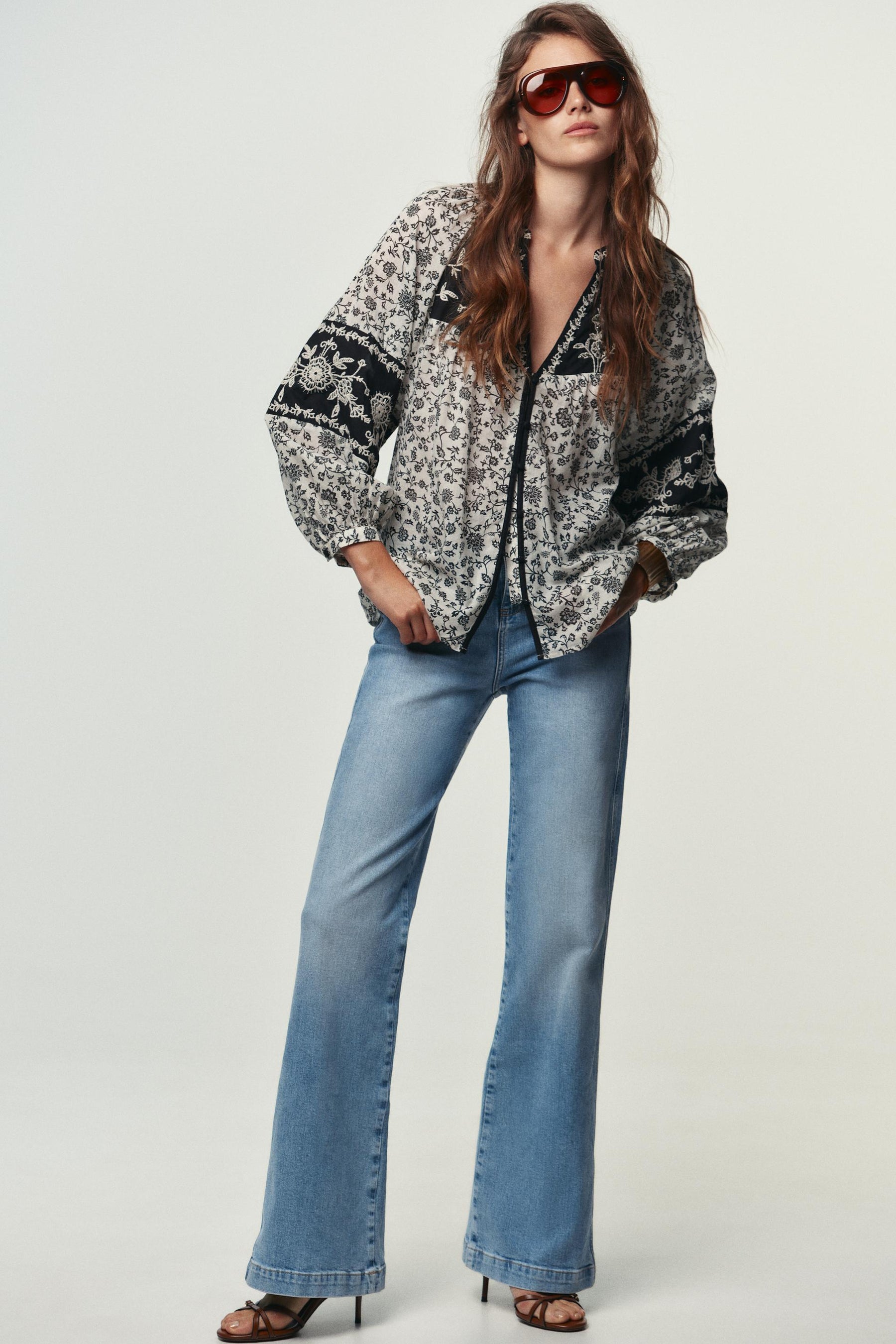 Floral Embroidered Beaded Blouse