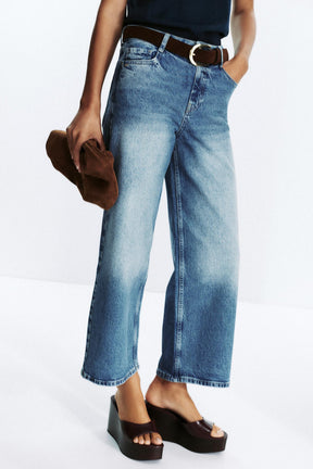 High-waist belted culottes