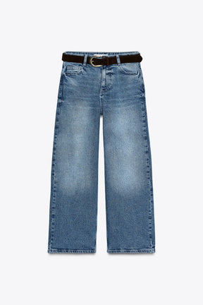 High-waist belted culottes