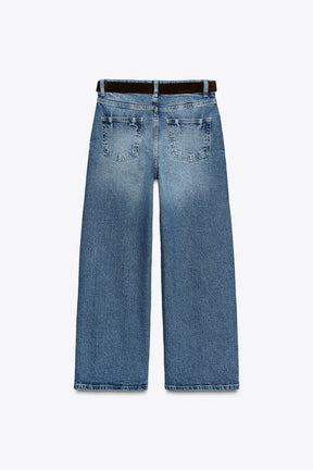 High-waist belted culottes