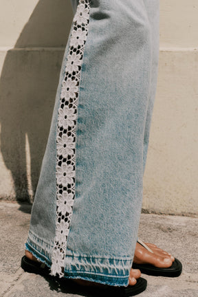 Wide-Leg Jeans with Crochet