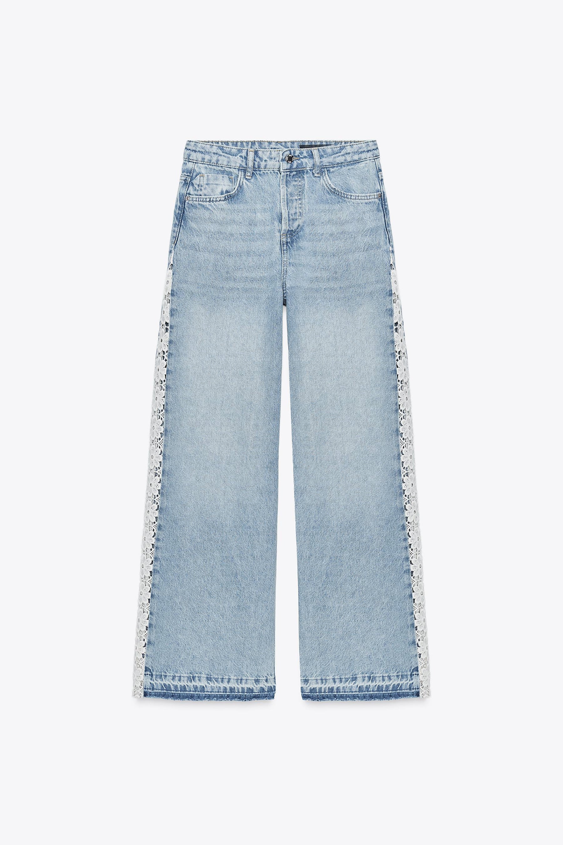 Wide-Leg Jeans with Crochet