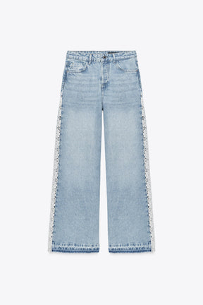 Wide-Leg Jeans with Crochet