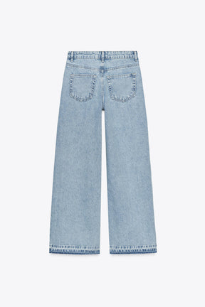 Wide-Leg Jeans with Crochet