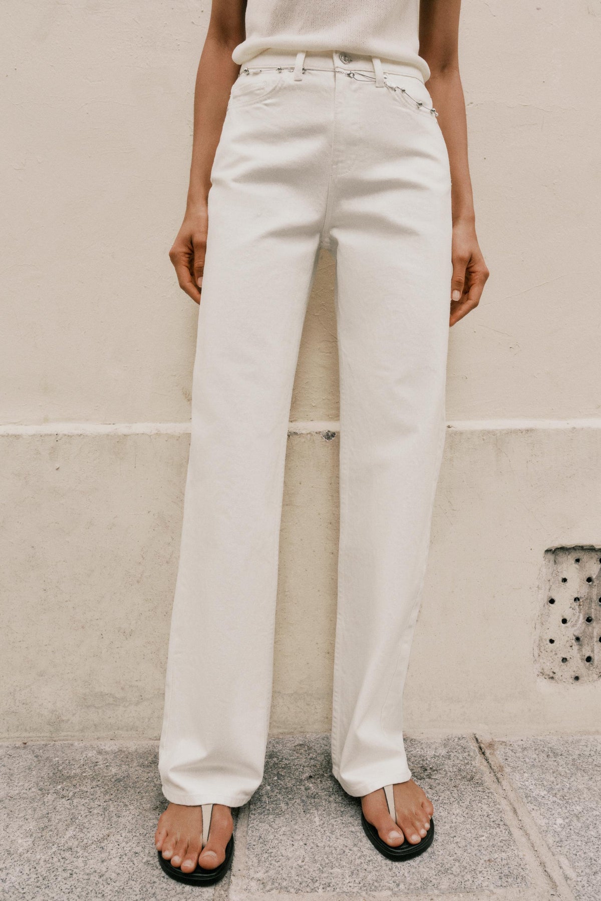 Pearlescent Belted Jeans