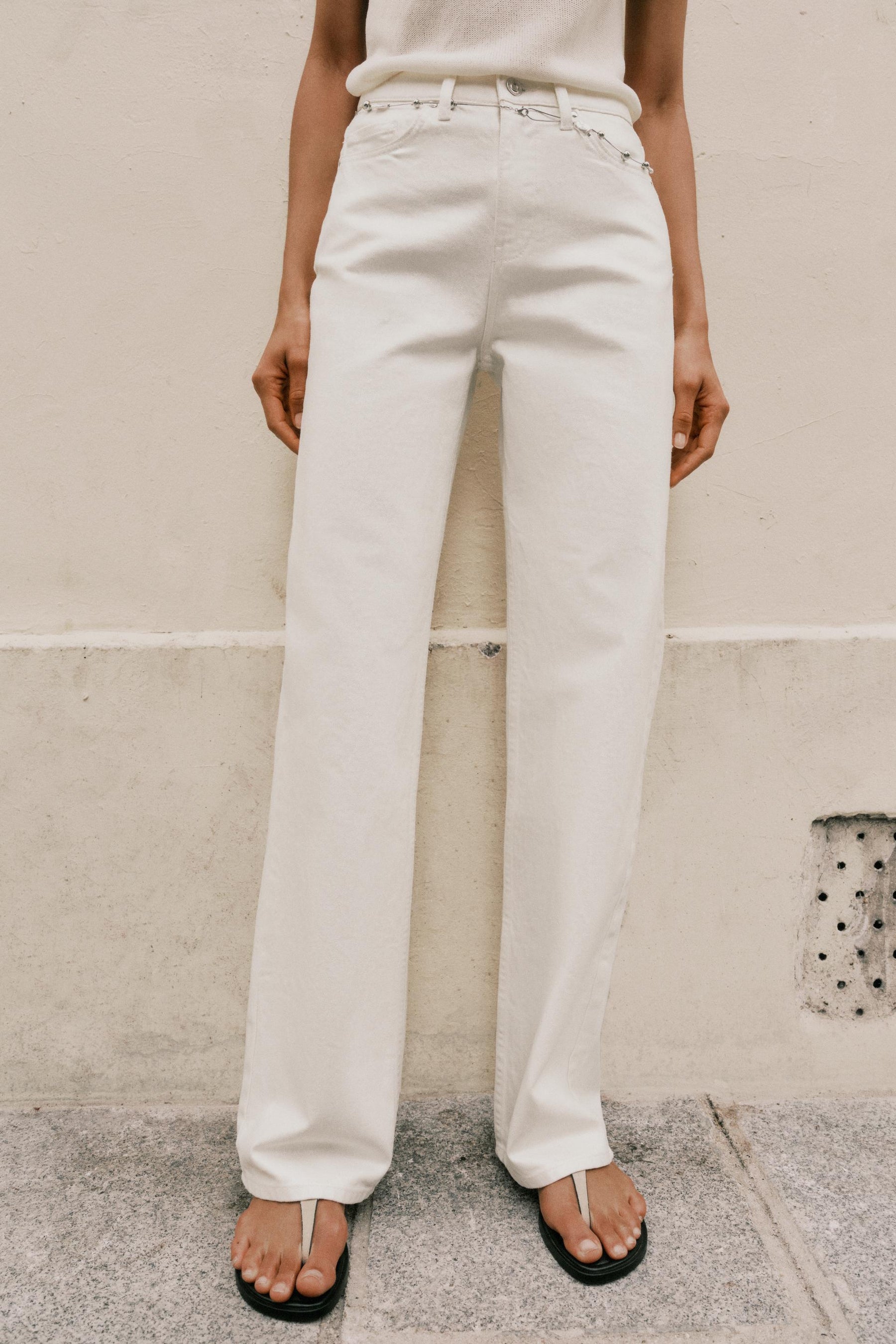 Pearlescent Belted Jeans