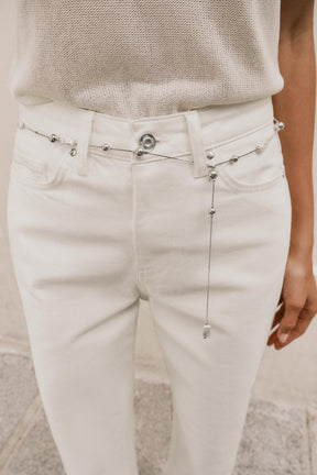 Pearlescent Belted Jeans
