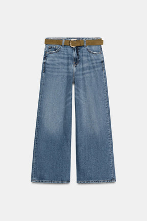 Wide-Leg Cropped High-Waist Jeans