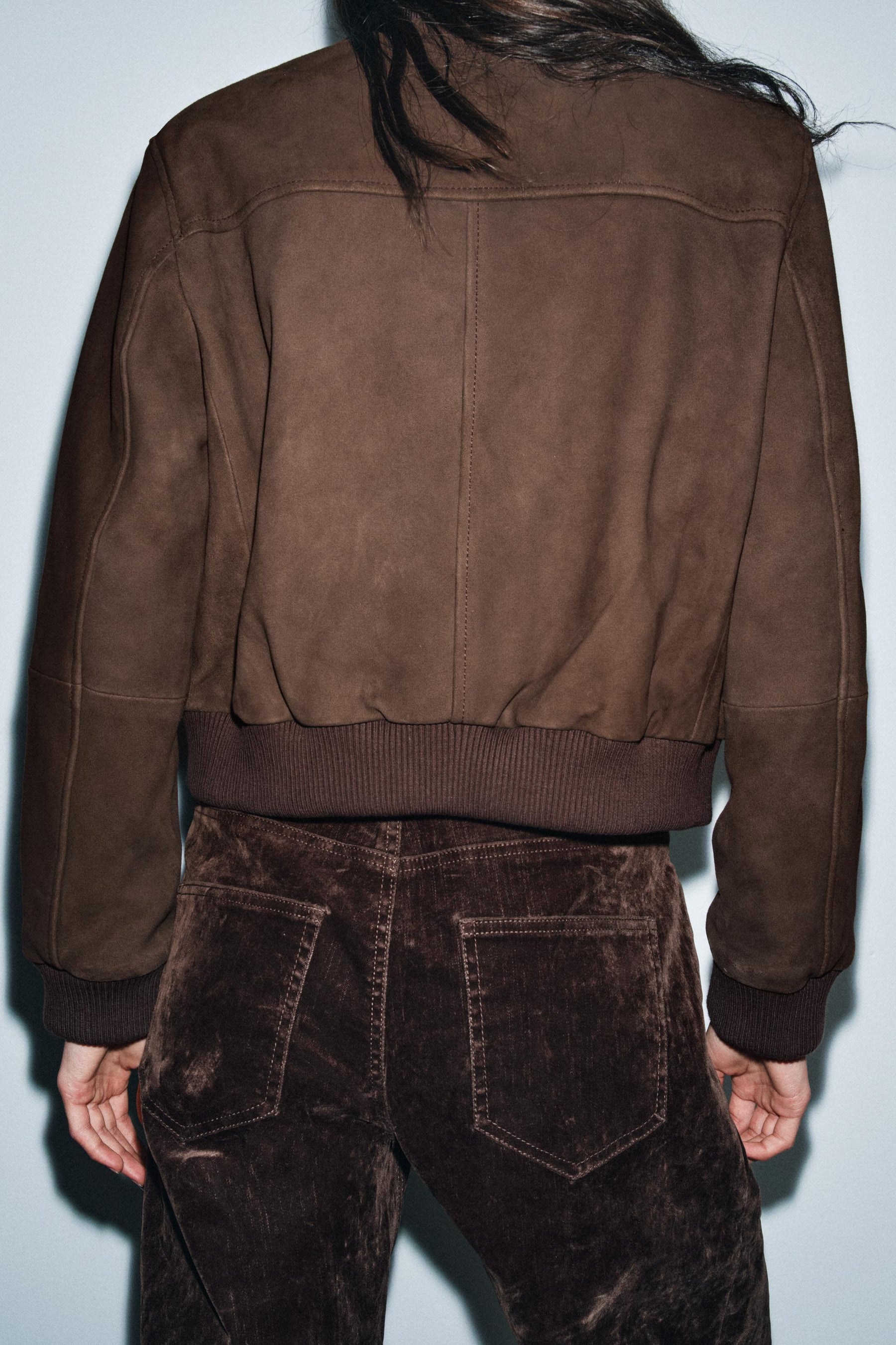 Suede Leather Bomber Jacket
