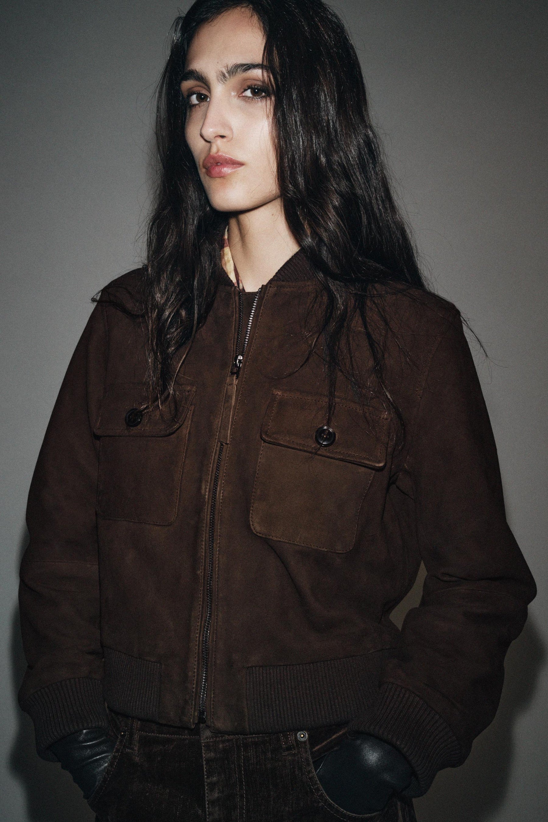 Suede Leather Bomber Jacket