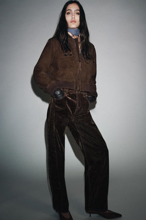 Suede Leather Bomber Jacket