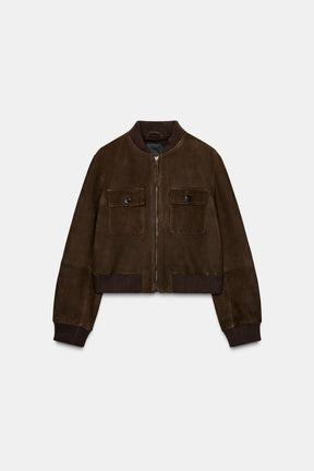 Suede Leather Bomber Jacket