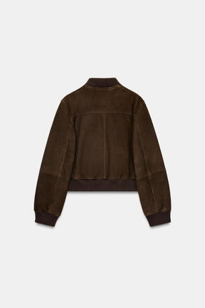 Suede Leather Bomber Jacket