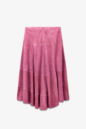 Suede Leather Midi Skirt