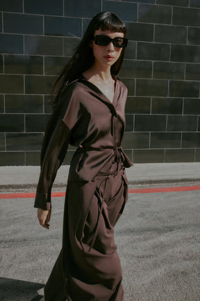 Satin blouse with belt