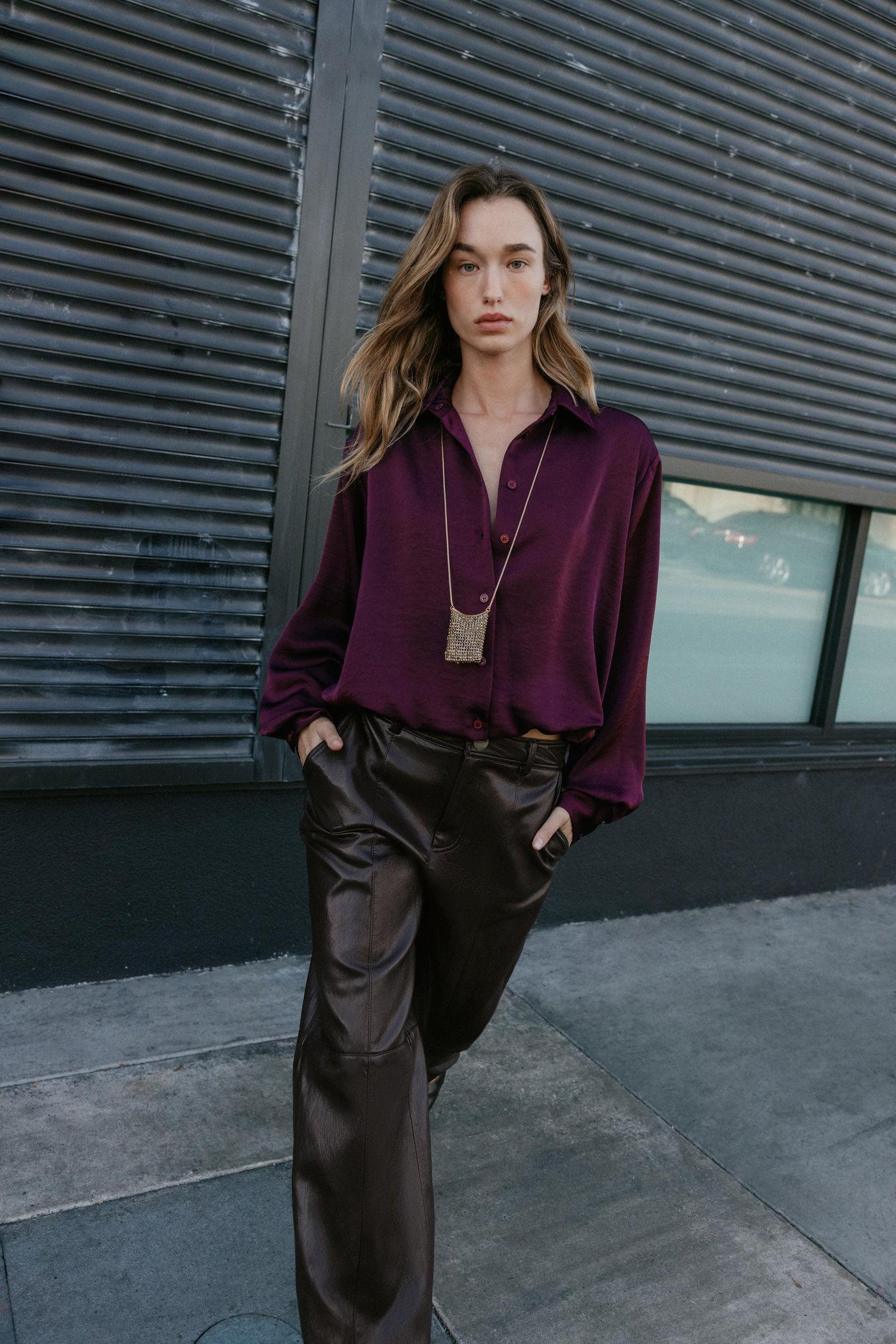 SATIN BALLOON SHIRT
