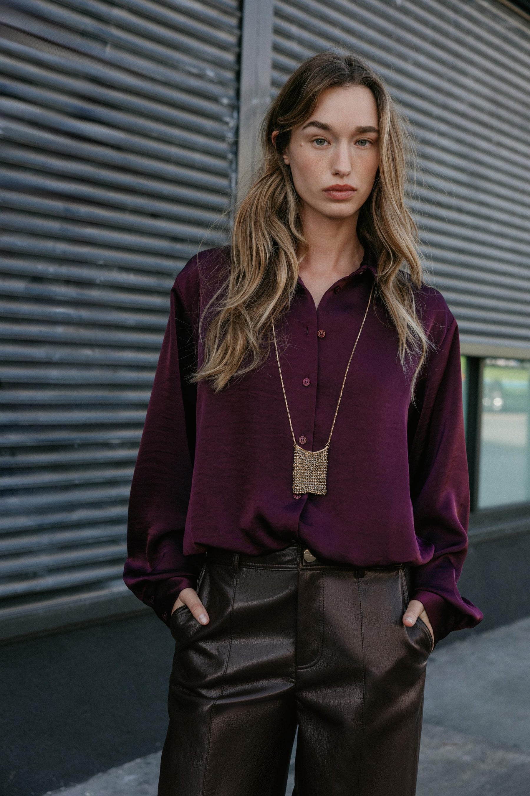 SATIN BALLOON SHIRT