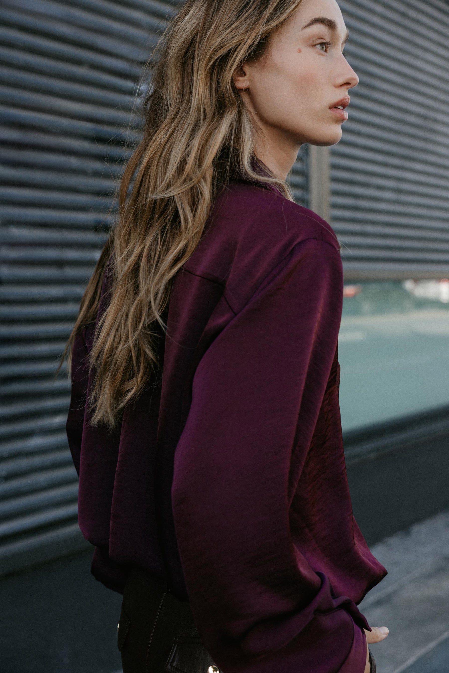 SATIN BALLOON SHIRT