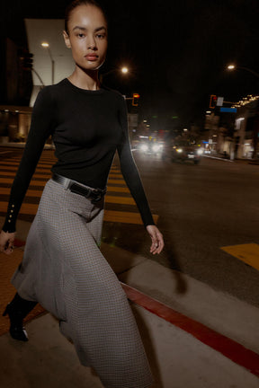 CHECKED MIDI SKIRT
