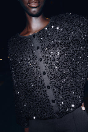 Pailletten-Strickjacke