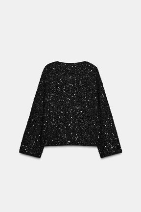 Pailletten-Strickjacke