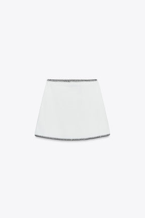 CONTRAST EMBROIDERY KNIT SKIRT - Image 6