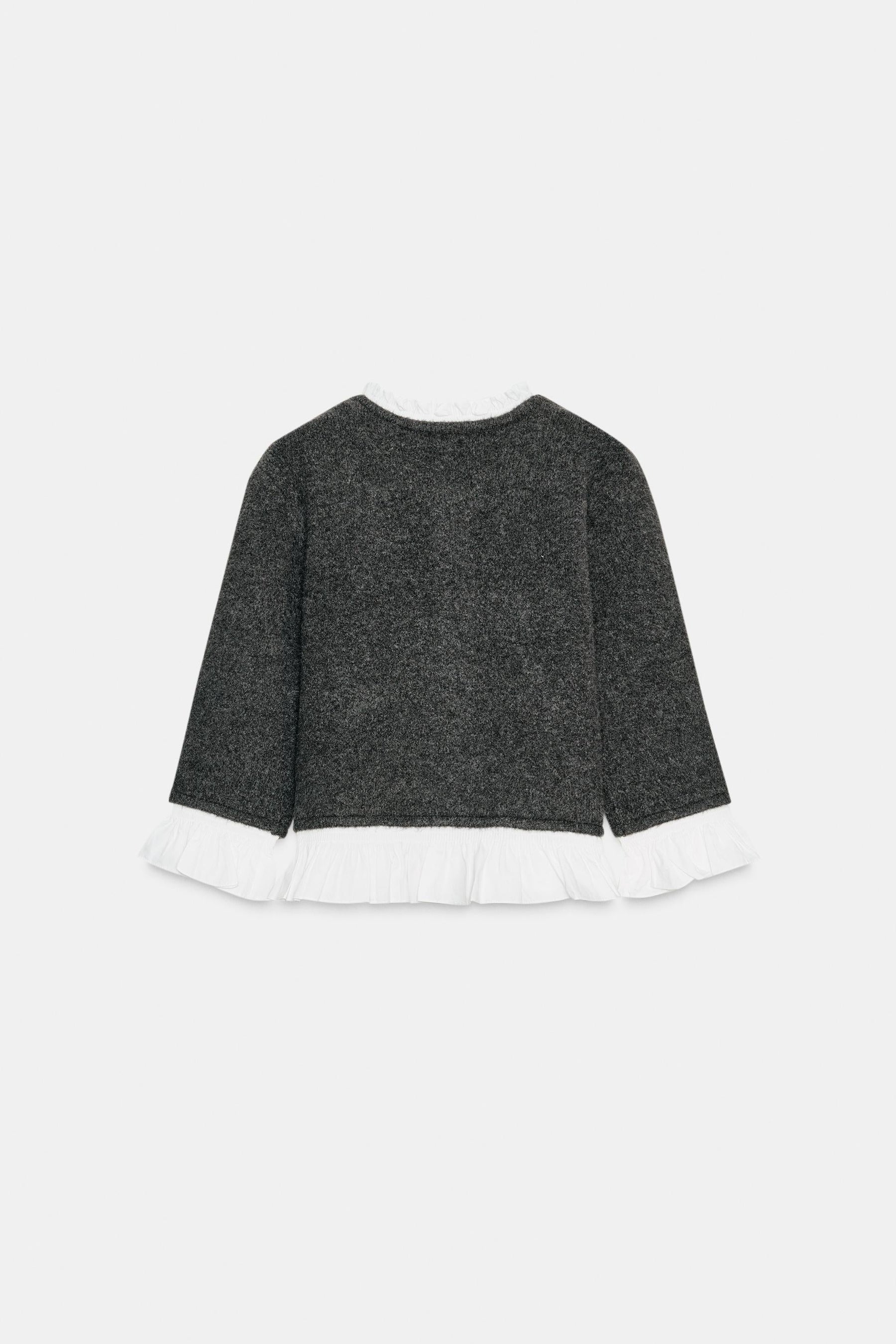 Kontrastfarbene Popeline-Strickjacke