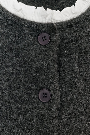 Kontrastfarbene Popeline-Strickjacke