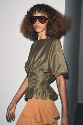 Pleated Knit Blouse