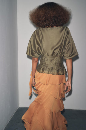 Pleated Knit Blouse