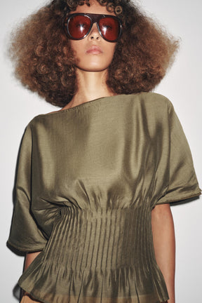 Pleated Knit Blouse