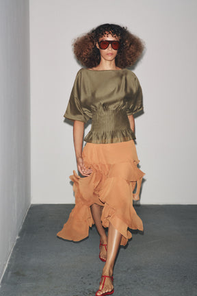 Pleated Knit Blouse