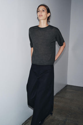 WOOL BLEND SHORT SLEEVE JUMPER - Image 1